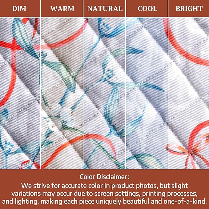 Maison d' Hermine Pot Holders 100% Cotton Heat Resistant Potholders 8" x 8" Hot Pads with Loop for Thanksgiving Christmas Decorations BBQ Cooking Baking Handling Hot Pans (Pack of 1, Enora)