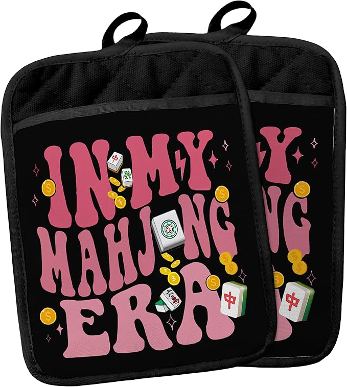 Mahjong Gifts Pot Holders for Kitchen，Mahjong Gifts for Women，Funny Oven Mitts,Cute Pot Holders,Funny Kitchen Decor,Potholder(Color-04)