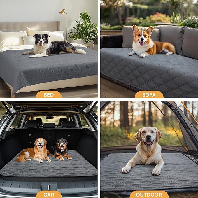 Luciphia 100% Waterproof Couch Cover Blanket for Dogs Anti-Slip Pet Couch Protector Sofa Mat Puppy Cat with Non-Slip Bottom, Grey, 68x82 Inch
