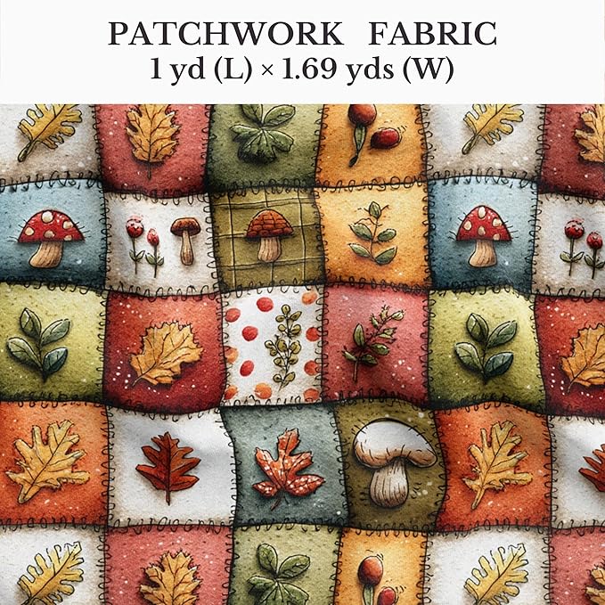 Autumn Forest Patchwork Cotton Fabric – Premium Turkish Printed Cotton 140 GSM, Pre-Cut 61 x 36.6 Inches, Fall Quilting & Sewing Fabric for Crafts, Home Decor & DIY Projects