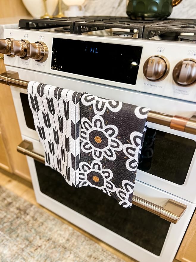 Desert Aqua 2 Pack Double Sided Kitchen Towels || Dish Towels || Quick Dry || Designer Prints || Highly Absorbent || Hanging Hook (Black)
