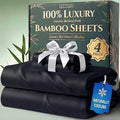 DECOLURE 100% Viscose Derived from Bamboo Sheets Twin Size - Luxury 4 Pc Naturally Cooling Sheets, Ultra Soft Bed Set - Deep 17" Pockets, Durable Double Stitching, Oeko Tex Standard (Black)