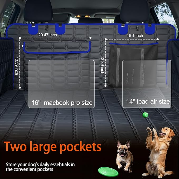 Reliadura SUV Cargo Liner for Dogs, Waterproof Pet Trunk Cover with Bumper Flap Protector, Non-Slip Scratchproof, Non-Slip Dog Seat Mat for SUVs, Large Size Cargo Liner Universal Fit Blue