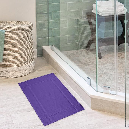 Ample Decor Cotton Bath Mats 34 X 20 Inches, 1350 GSM Oeko Tex Certified Solid Construction Thick & Plush, for Bathroom Floor, Shower – Purple