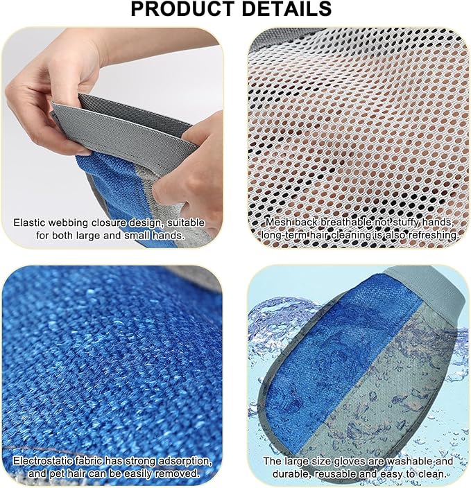 PetJoyHaven Pet Hair Removal Glove for Dogs & Cats, 2026 Newly Upgraded Electrostatic Animal Hair Removal Glove, Reusable Magic Brush for Clothing, Couch, Bed, Carpet, Car Seat, Furniture