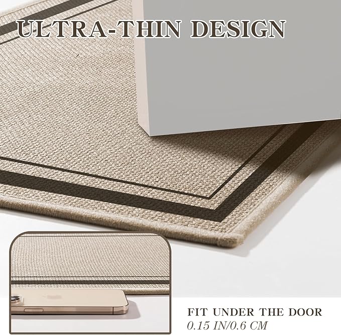 chakme Bathroom Rugs Mat 47x24, Ultra Thin Non Slip Bath Mat Large Quick Dry Absorbent Bath Mat for Bathroom Floor, (Light Beige, 47"x24")