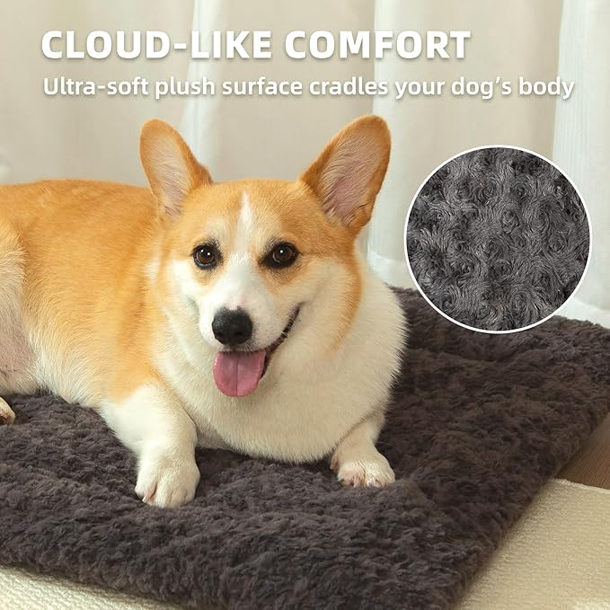 Reversible Dog Bed Mat 35"x22" for Medium Dogs - Supportive Double-Sided Crate Pad, All-Season Cooling & Warmth, Ultra Soft Machine Washable Pet Bed, Fits Most 36-Inch Kennels,Dark Gray