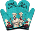 2 Pack Funny BBQ Oven Mitts for Men, Grill Master, Skeleton Heat Resistant Silicone Non-Slip Mitts, Christmas Birthday Gifts for Dad Husband, Grilling Gifts for Men Chef Friend BBQ Lovers