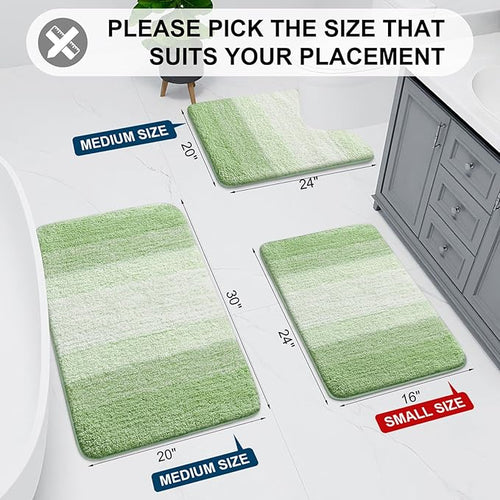 Arotive Microfiber Bathroom Rugs, Shaggy Soft and Absorbent Bath Rug, Non-Slip, Thick Plush Machine Washable Dry Bath Mats for Bathroom, Tub and Shower, 24x16, Sage Green, Rectangular