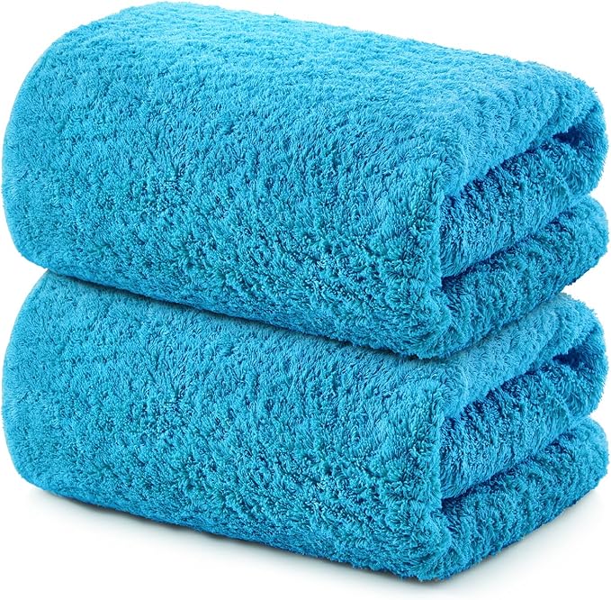 REDKISS 2 Piece Luxury Bath Towel Set - 31x62 inch Oversized Thick Bath Sheets, 100% Cotton, 900 GSM, Super Soft, Highly Absorbent, Quick Dry Large Shower Towels for Bathroom, Pool, Gym, Spa, Blue