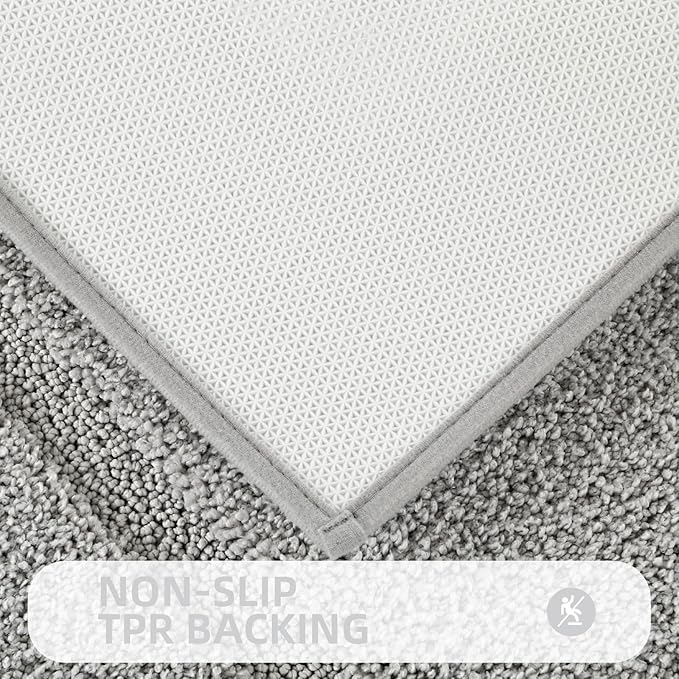ZOESIOER Bathroom Rugs Sets 2 Piece, Ultra Absorbent Soft Bath Rug, Machine Washable Microfiber Non-Slip Bath Mat for Bathroom Floor, Tub, Toilet, Shower Room, Light Grey
