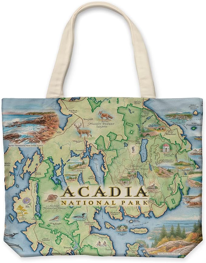 Xplorer Maps Canvas Tote Bag with Handles, Cloth Grocery Shopping Bag, Reusable & Eco-friendly Bag, 100% Cotton, Washable