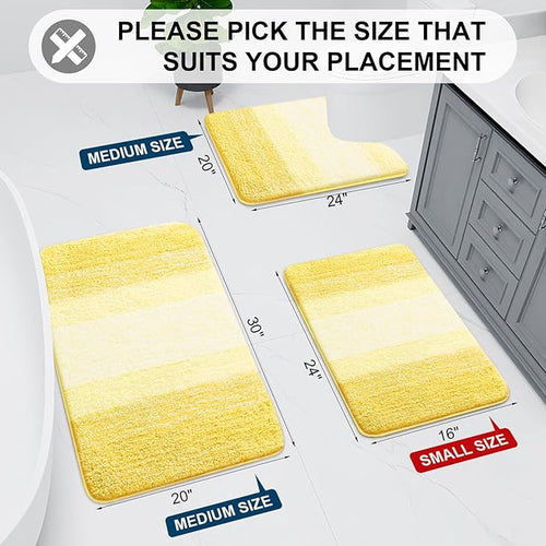 Arotive Microfiber Bathroom Rugs, Shaggy Soft and Absorbent Bath Rug, Non-Slip, Thick Plush Machine Washable Dry Bath Mats for Bathroom, Tub and Shower, 70x24, Yellow, Rectangular