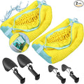 2 Pcs Shoe Washing Machine Bags with 4 Adjustable Shoe Trees, XXL Laundry Bags for Washer and Dryer, Sturdy Zipper with Hook Design, Reusable Cleaning Bag for Sneaker, Tennis (Yellow)