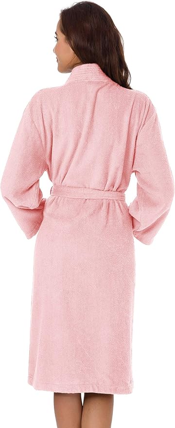 SIORO Women Terry Cloth Bath Robes with Pockets, Soft Long Cotton plush Kimono Wrap Bathrobe, Spa, Fuzzy Female nightgrown