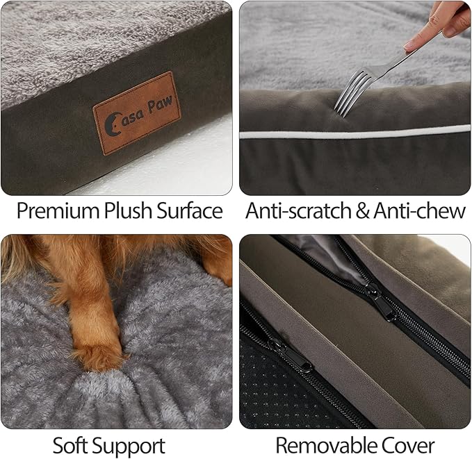 Casa Paw Orthopedic XXL Dog Beds, Waterproof Egg Crate Foam Big Pet Bed for All Breed Sized Dogs 53x42Inch, Washable Extra Large Dog Couch Bed with Removable Cover and Non-Slip Bottom, Dark Green