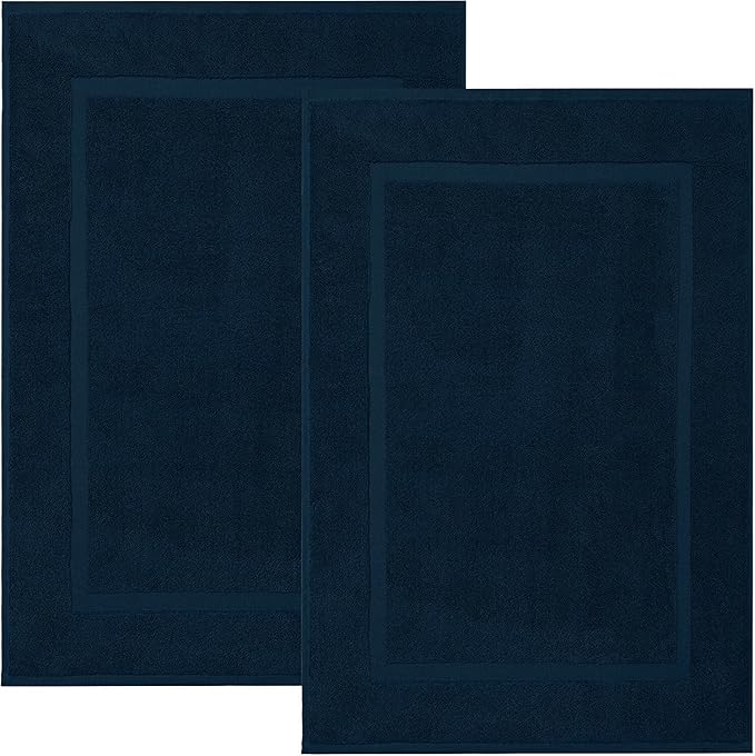 RIVERSIDE Bath Mat Set of 2 - Blue Opal Bath Mats 21x34 Inches, Not a Bathroom Rug, 100% Ring Spun Cotton, Super Soft & Highly Absorbent Bathroom Floor Mats