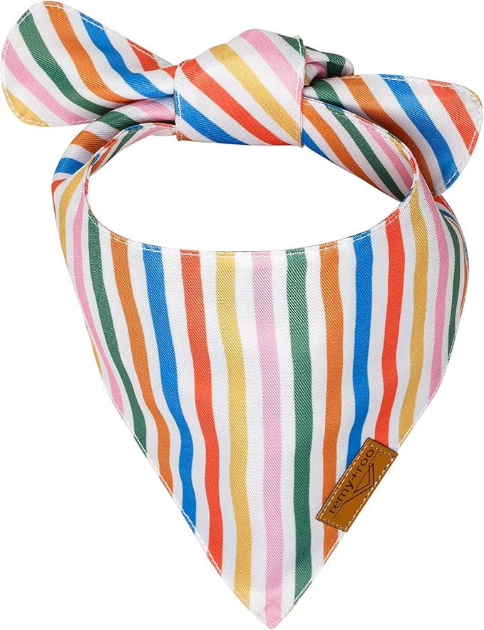 Remy+Roo Large Dog Bandanas - 2 Pack Birthday Set | Premium Durable Adjustable Polyester Fabric Dog Scarfs | Patented Shape, Trendy Patterns | Pack of Bandanas for Dogs