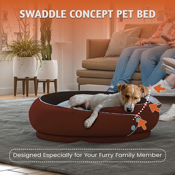 LELEFIDO Round Orthopedic Dog Bed, Medium Pet Bed with Supportive Foam, Soft and Cozy Cushion for Anxiety Relief, Removable & Washable Cover, Comfortable Sofa-Style Bed for Dogs and Cats
