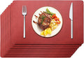 Maxpearl Faux Leather Placemats Set of 8 - Waterproof - Wipe Clean - Heat Resistant - Non Slip Dining Table Place Mats, Suitable for Indoor & Outdoor Use, 17’’x12’’, Red