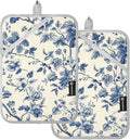 Pot Holders Set of 2 Blue White Chinoiserie Floral Hot Pads for Kitchen Heat Resistant Potholders Sets for Kitchen and Baking 7x9.8in