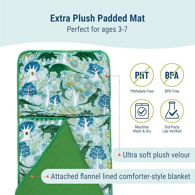 Wildkin Kids Plush Nap Mat – Soft, Cozy, Convenient for Daycare & Preschool