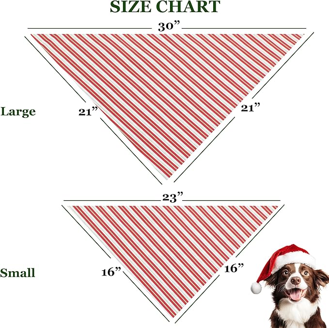 Bubblepup Christmas Dog Bandanas, Soft Cotton Red Dog Bandanas for Small Medium Large Dogs