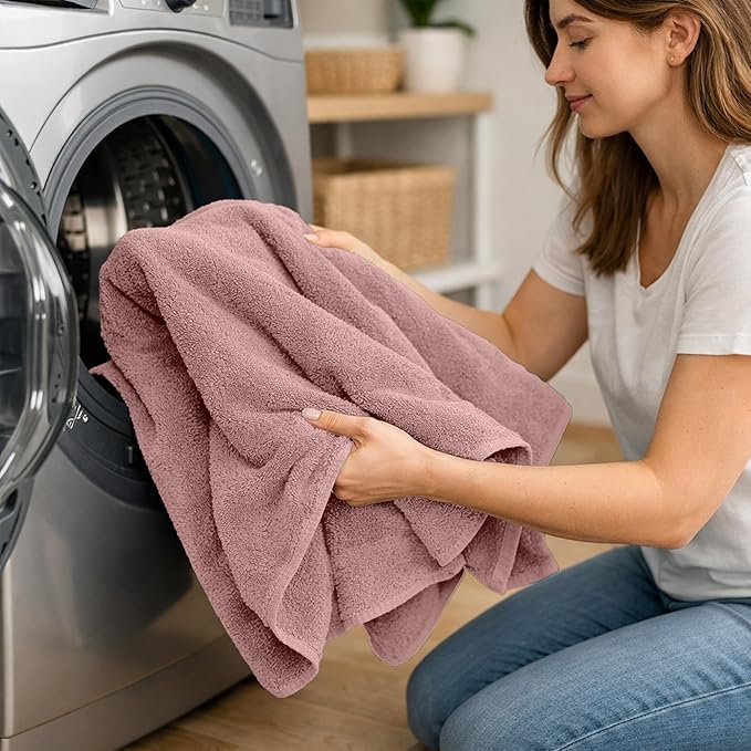 RIVERSIDE Pack of 8 Towels Set, 2 Large Bath, 2 Hand, 4 Face Washcloths, 100% Cotton Hotel Quality, Super Soft, Quick Dry, Highly Absorbent Perfect for Bathroom, Dusty Rose