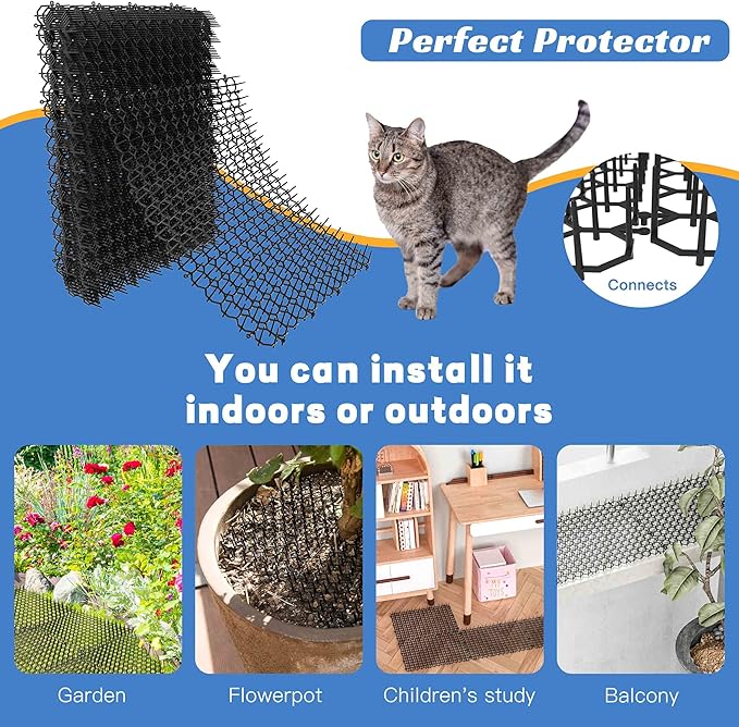 OCEANPAX 16 X 13 Inch Scat Mat for Cats, 12 Pack Cat Scat Mat with Spikes - Indoor/Outdoor Pet Deterrent Solution for Plants, Furniture, and More - Keep Cats and Dogs Away