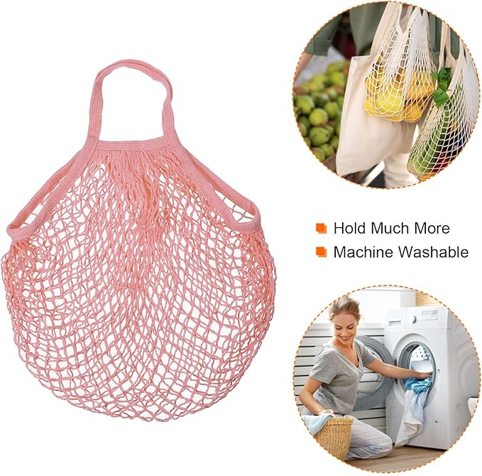 MECCANIXITY Cotton Mesh Bag Reusable Washable Mesh Net String Grocery Bags Organizer for Fruits Vegetables Shopping