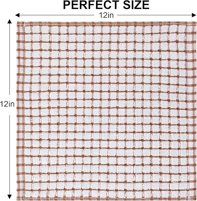 Kitinjoy Cotton 24 Pack Terry Kitchen Dish Cloths, 12 x 12 Inches Super Soft and Absorbent Dish Rags, Quick Drying Dish Towels for Washing Dishes, Mix Colour