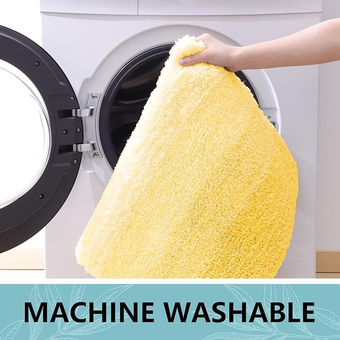 Arotive Microfiber Bathroom Rugs, Shaggy Soft and Absorbent Bath Rug, Non-Slip, Thick Plush Machine Washable Dry Bath Mats for Bathroom, Tub and Shower, 44x24, Yellow, Rectangular