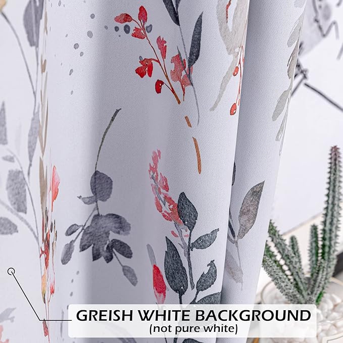 MYSKY HOME Farmhouse Curtains for Kitchen Floral Blackout Curtains 45 inch Length for Dormer Window Room Darkening Thermal Insulated Panels Light Blocking Grommet Flower Drapes, 2 Panels, Red
