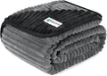 PetAmi Waterproof Dog Blanket, Leakproof Pet Blanket for Small Medium Large Dogs, Reversible Furniture Bed Sofa Couch Cover Protector, Plush Striped Pet Throw for Indoor Cat, 40x60 in, Black Grey