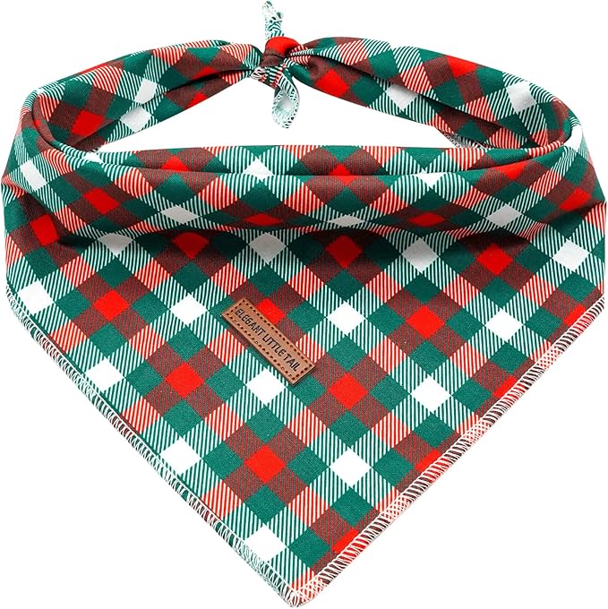 Elegant Little Tail Christmas Dog Bandana - Holiday Bandanas for Small, Medium, Large Dogs - Soft, Washable, Adjustable Square Scarf Kerchief for Girls and Boys
