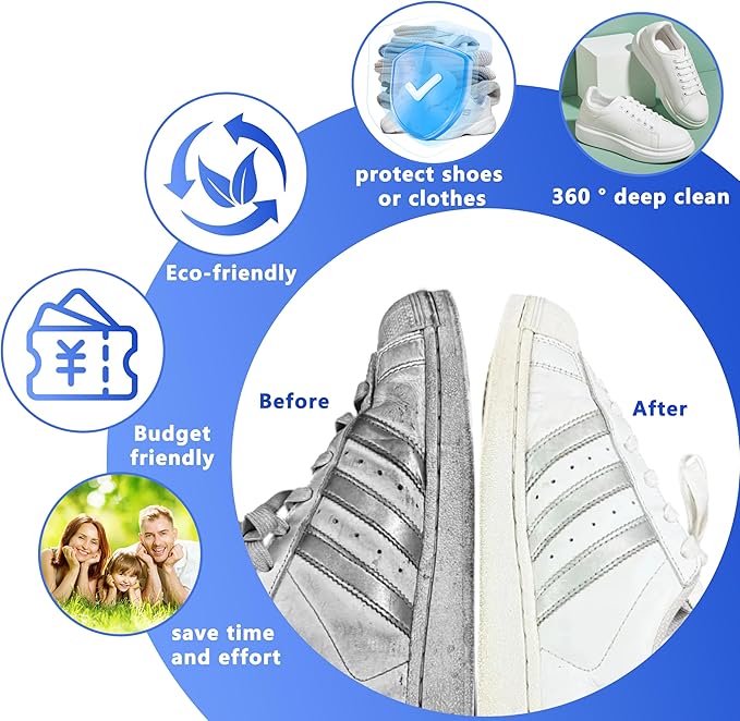 Xinambyh 2Pcs Reusable Shoe Washing Machine Bag for Washer and Dryer:Free Up Hands, Prevent Deformation,shoe bag with Zipper Protection Design, Use for all Shoes,Sports Shoes(Blue)