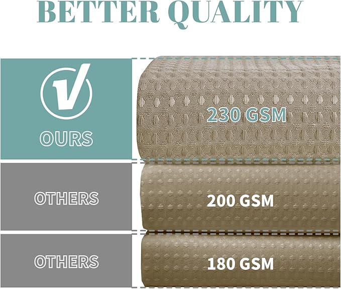 eachope Khaki No Hook Waffle Weave Shower Curtain with snap-in Liner Replacement, 230GSM Waterproof Fabric Hotel Shower Curtain Set for Bathroom, Through Mesh Top Window,71Wx74H