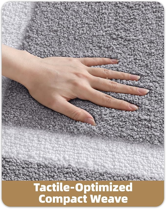 Color&Geometry Bathroom Rugs, Water Absorbent and Quick Dry Microfiber Bath Rugs-24"x36", Non-Slip, Machine Washable, Extra Soft Plush Bath Mats for Bathroom, Laundry Room, Light Grey White