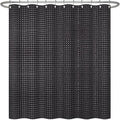 ggaimwf 60x72 Inch Solid Color Shower Curtain for Bathroom Waffle Bath Water Resistant Fabric Curtains Raisin Black Modern Thick Shower Stall Curtain with Metal Hooks