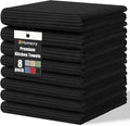 Homaxy Premium Kitchen Towels (18"x 28", 8 Pack), Large 100% Cotton Kitchen Hand Towels, Ultra Absorbent Ribbed Terry Tea Towels Set with Hanging Loop, Black