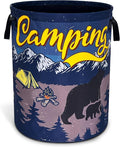 Camping Laundry Basket Oxford Cloth Mountain Tents Bonfires Bear Laundry Hamper With Handle Foldable Portable Clothes Storage Basket 18.9 X 16.5 Inch Storage Bag For Laundry Room/Bathroom/Bedroom