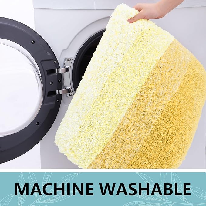Arotive Microfiber Bathroom Rugs, Shaggy Soft and Absorbent Bath Rug, Non-Slip, Thick Plush Machine Washable Dry Bath Mats for Bathroom, Tub and Shower, 24x16, Light Yellow, Rectangular