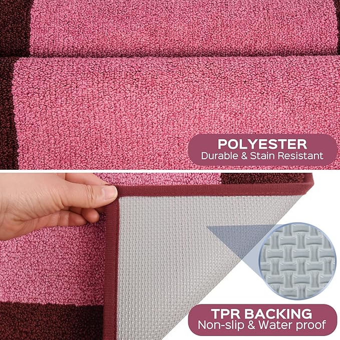 DOMUSTEX Machine Washable Throw Rug 24" x 36", Non Slip Kitchen Mat for Floor, Absorbent Entryway Rug for Kitchen, Bathroom, Door