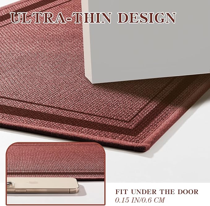chakme Bathroom Rugs Mat 36x24, Ultra Thin Non Slip Bath Mat Large Quick Dry Absorbent Bath Mat for Bathroom Floor, (Dark Pink, 36"x24")