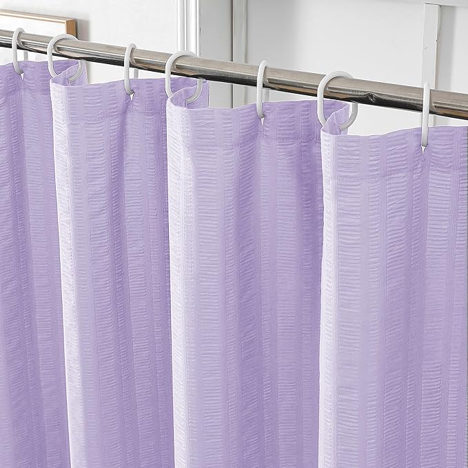 Aiyufeng Light Purple Shower Curtain for Bathroom, Embossed Textured Fabric Shower Curtain for Bathroom - Soft Cloth & Hotel Spa, Machine Washable, 72X72, Light Purple