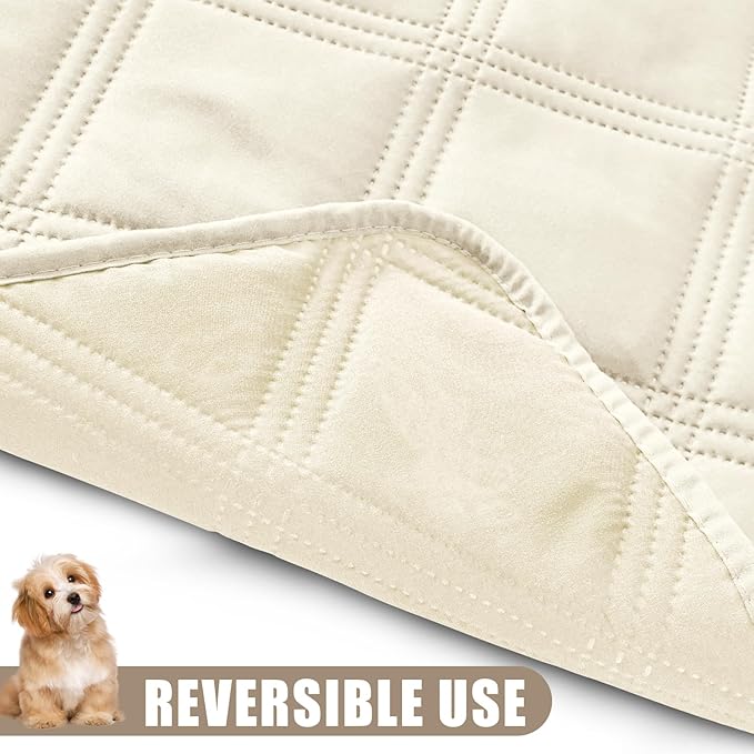 Smiry Waterproof Dog Bed Cover Blanket 52x82, Soft Reversible Pet Blanket, Washable Leakproof Cats Dogs Couch Cover for Sofa, Couch, Furniture, Lattice, Beige/Beige