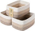 MiniArk Small Storage Baskets for Organizing | Closet Organizer Bins | Shelf Toy Basket | Woven Rope Baskets | Cube Decorative Box | Shallow Basket |11.5x7.5x4.7”| 3 Packs Gradient Brown