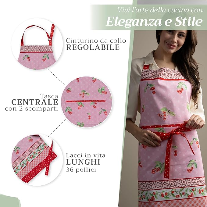 Maison d' Hermine 100% Cotton Apron for women with Pocket Kitchen Chef Apron for Men Cooking Gardening Server Waitress