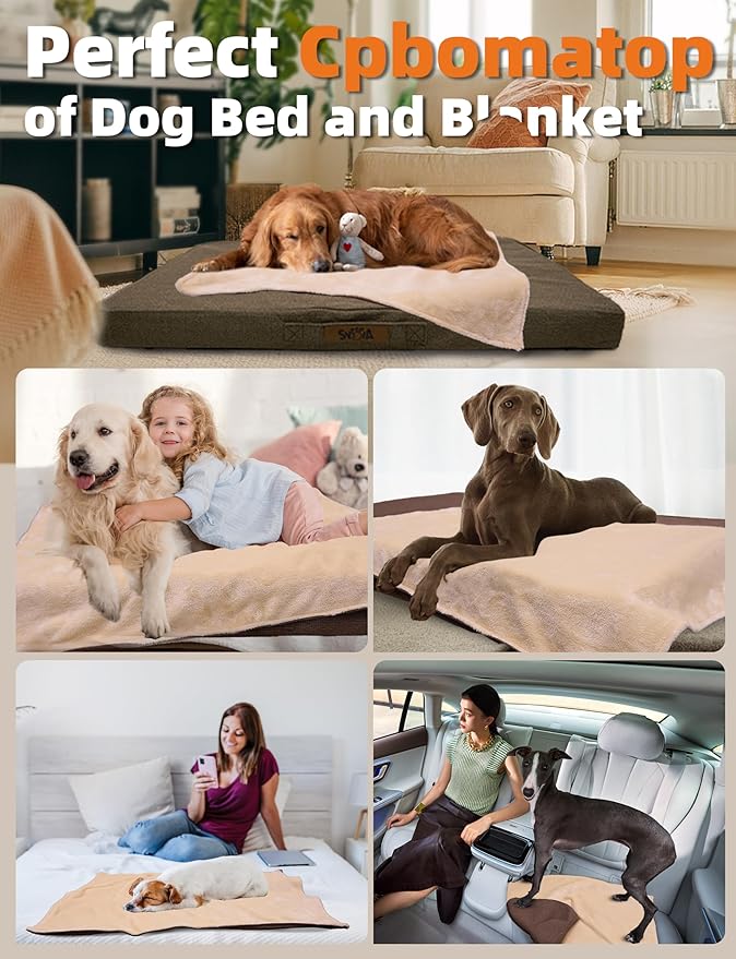 Sytopia 50 Inch Orthopedic Waterproof Dog Crate Bed for Extra Large Dogs, Removable Washable Cover, Egg Crate Foam Mat, Suitable for Dogs Up to 130 lbs, Brown