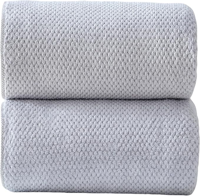Akzpe 40x80 Inches Bath Sheets Towels for Adults Oversized Bath Towels Extra Large Luxury Super Soft Absorbent Quick Dry Microfiber (Gray, 2PCS)